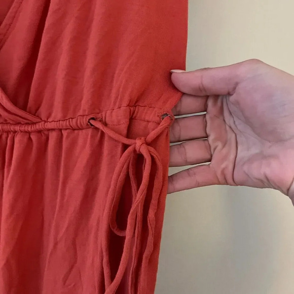 Sundance Womens Red Wrap Dress XS Dolman Sleeve Pleated Summer Basic Casual - Picture 7 of 7